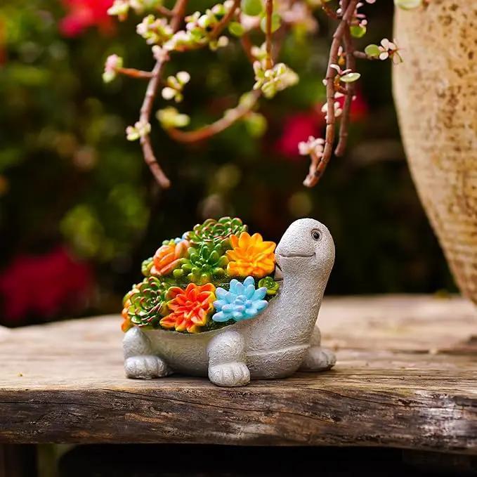 Outdoor Turtle Key Hider Statue - Cute Succulent Turtle Hide a Key Outdoor Decorative - Small Gift Box for Women, Home Decor & Turtle Gifts (Turtle) by GreenHaven Gardens