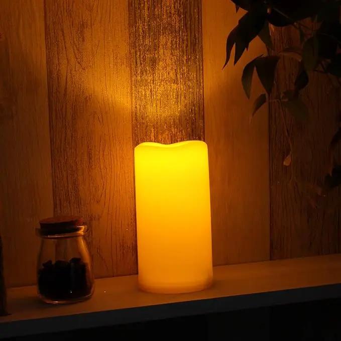 CANDLE CHOICE Waterproof Outdoor Battery Operated Flameless Pillar Candle with Timer Realistic Flickering Plastic Fake Electric LED Light for Lantern Garden Wedding Christmas Decorations 3x6 Inches by GreenHaven Gardens