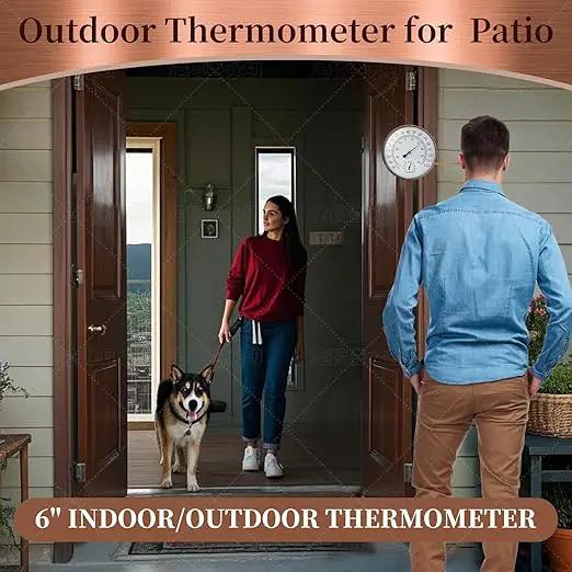 6-Inch Outdoor Thermometer for Patio. Accurate Window Thermometer for Outside Temperature, Greenhouse, Garage.Solid Brass Swivel with Humidity (6inch Thermo&Hygrometer) by GreenHaven Gardens