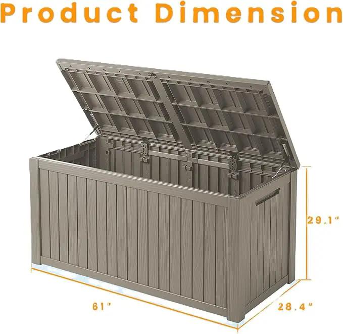 182 Gallon Deck Box Waterproof, UV Resistant Resin Outdoor Storage Box with Hydraulic Rod, Lockable Design and Enhanced Durability for Patio, Garden, and Poolside Use by GreenHaven Gardens