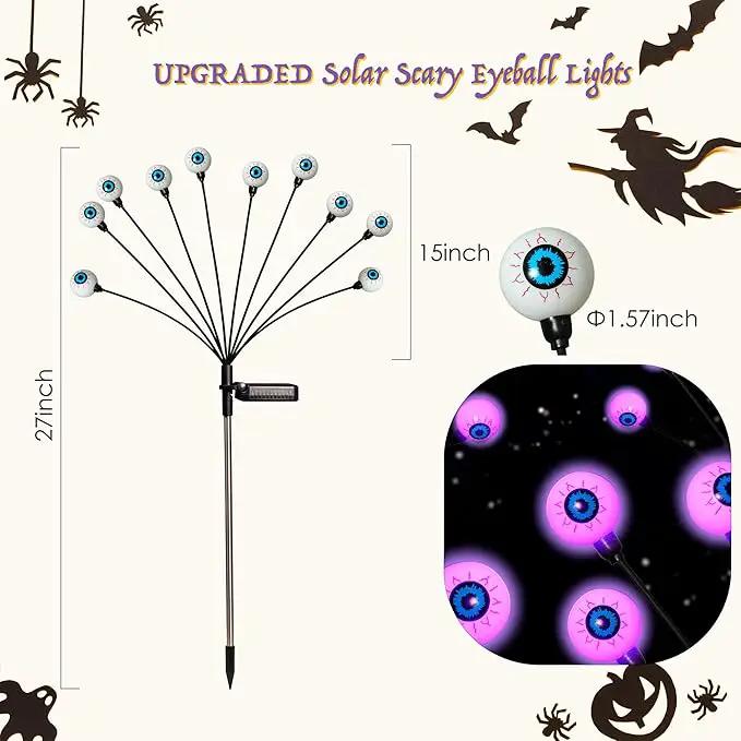 Solar Halloween Lights - 4 Pack 40LED Outdoor Waterproof Scary Eyeball Swaying Firefly Lights for Yard Garden Patio Party Decor Purple by GreenHaven Gardens