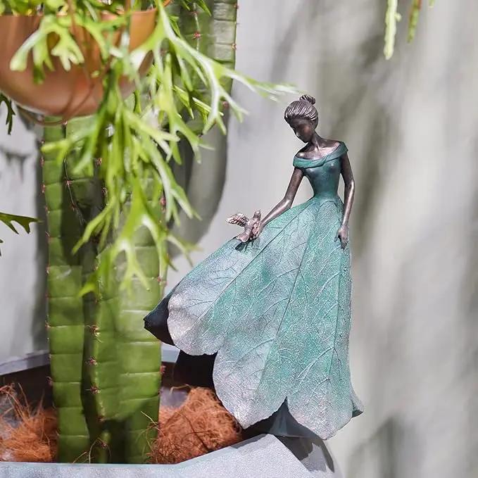 Guichifun Fairy Statue Collection Home Decoration - Leaf Angel Girls Resin Home Garden Decor for Outside or Inside Rustic Fairy Garden Outdoor Yard Figurines Gifts for Women 8.5 x 5.25 x 12 Inch by GreenHaven Gardens