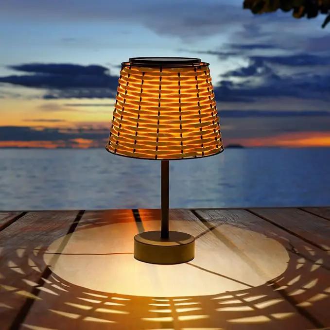 Solar Table Lamps for Outside,Handmade Rattan Woven LED Desk Outdoor Lamp Waterproof Boho Decoration for Garden,Yard,Patio,Porch,Trees,Lawn,Pathway(Austin Natural Brown) by GreenHaven Gardens