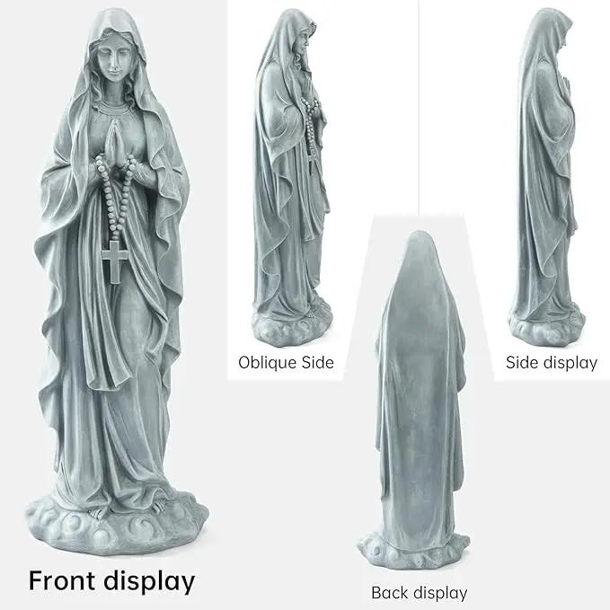 Virgin Mary Praying Statue 31.49 Inch Tall Outdoor Garden Religious Garden Statue Mary Statue Outdoor Yard Patio Deck Home Entryway Hallway Sculpture Magnesium Oxide Stone by GreenHaven Gardens