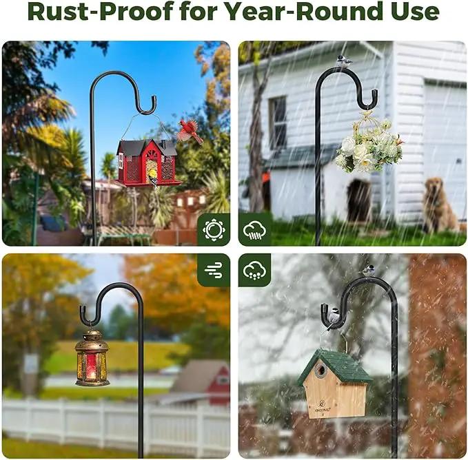 Kingsyard Adjustable Shepherd Hooks for Outdoor - 76 INCH Heavy Duty Bird Feeder Pole with 5 Prong Base, Hummingbird Feeder Stand, Garden Plant Baskets, Weddings Decor, Solar Light Lanterns by GreenHaven Gardens