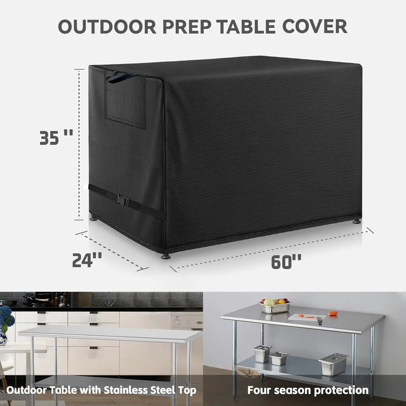 Outdoor Prep Table Cover - Heavy Duty Waterproof Cover for Outdoor Stainless Steel Table,Compatible with 60 inch Outdoor Utility Cart and Storage Cabinet,Black by GreenHaven Gardens