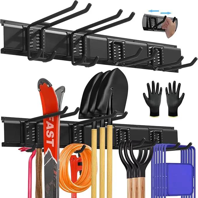 Garage Storage, Garage Organization, Garage Tool Organizer Wall Mount, Garden Tool Organization and Storage 32.1 Inches, Max 300lbs Adjustable Metal Hooks, Hangers Garden Yard Tool Rack, by GreenHaven Gardens