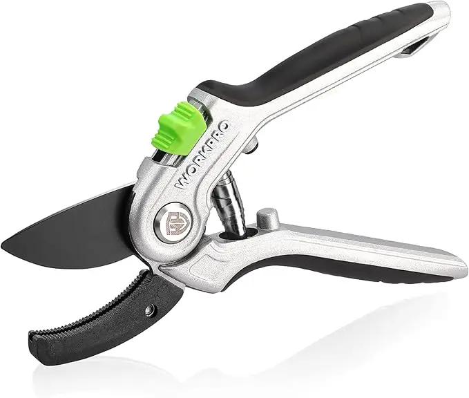 WORKPRO Garden Anvil Pruning Shears, 8" Pruning Scissors Heavy Duty with Ergonomically Design Handle, Labor-Saving Garden Clippers Hand Tools for Thick Dry branches and Dead Plants by GreenHaven Gardens