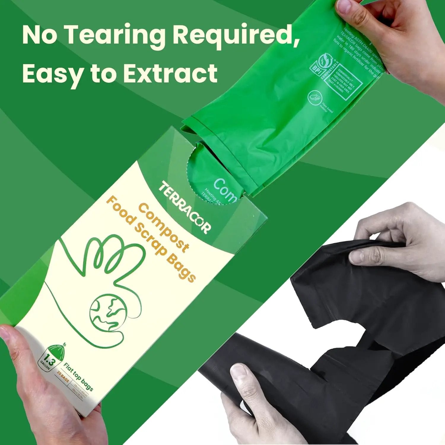 1.3 Gallon Compostable Trash Bags, 35 Bags Compost Bags for Countertop Bin, BPI Certified and Meet The ASTM D6400 Standard，Compostable Trash Bags in Dispenser Packs by GreenHaven Gardens