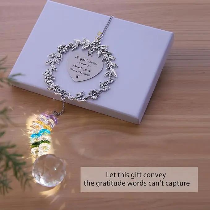 Thank You Sun Catcher Gifts with Engraved Message - Unique Appreciation Gift/Thank You Gift for Women, Friends, Coworkers, Teachers- Gratitude Gifts Hanging Crystal Suncatcher Ornament by GreenHaven Gardens