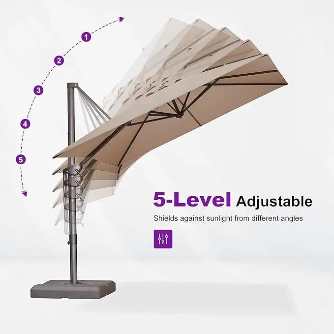 PURPLE LEAF 8 Feet Cantilever Patio Umbrella Square Umbrella with 360° Rotation and Aluminum Offset Hanging Outdoor Umbrella for Pool Garden Backyard Deck, Taupe by GreenHaven Gardens