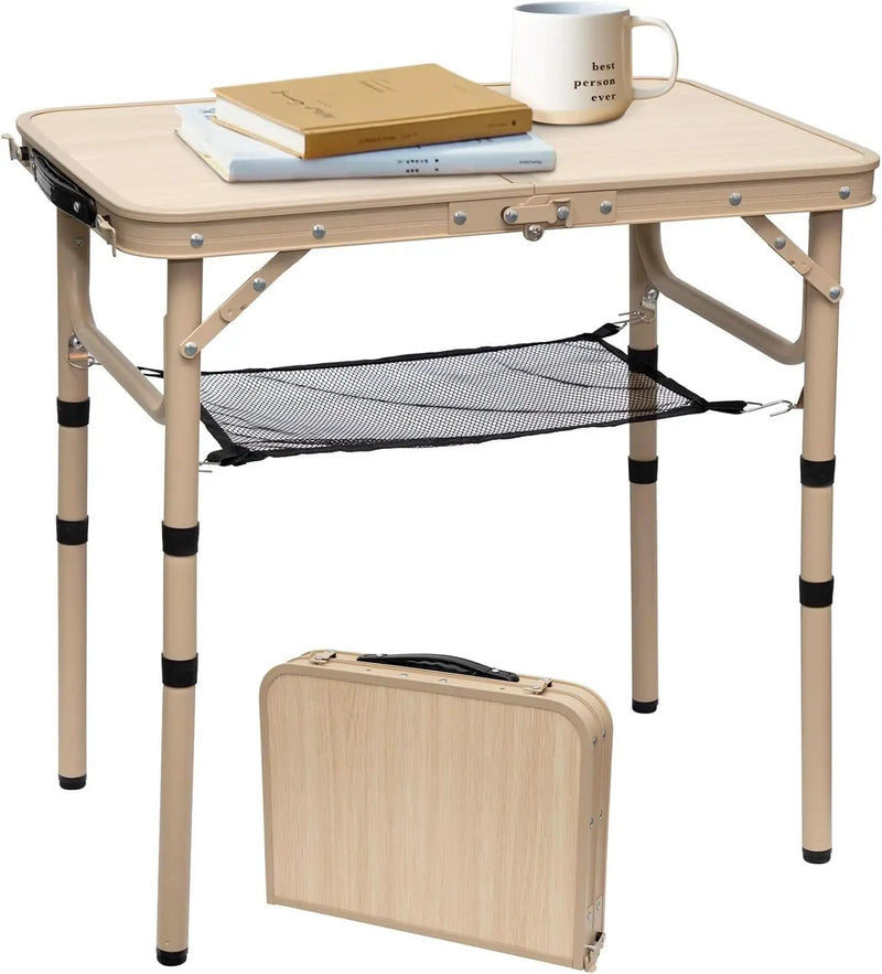 Small Folding Table 2FT Camping Table 3 Adjustable Height Lightweight Portable Aluminum Mini Foldable for Picnic Beach Indoor Outdoor, Yellow by GreenHaven Gardens