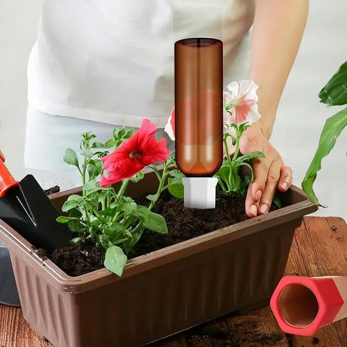 6 Sets Plant Watering Devices Include Terracotta Self Watering Spikes and 26 oz Plastic Bottles, Slow Release Vacation Insert Automatic Plant Waterer Device (Brown and Mixed Color) by GreenHaven Gardens