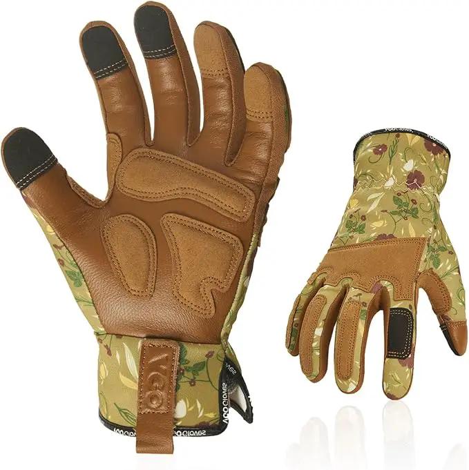 Vgo... 1Pair Gardening Gloves for Women, Goatskin leather Thorn Proof Working Gloves for Weeding, Digging, Raking, Pruning and Planting,Touchscreen (S,Light Green,GA7471) by GreenHaven Gardens