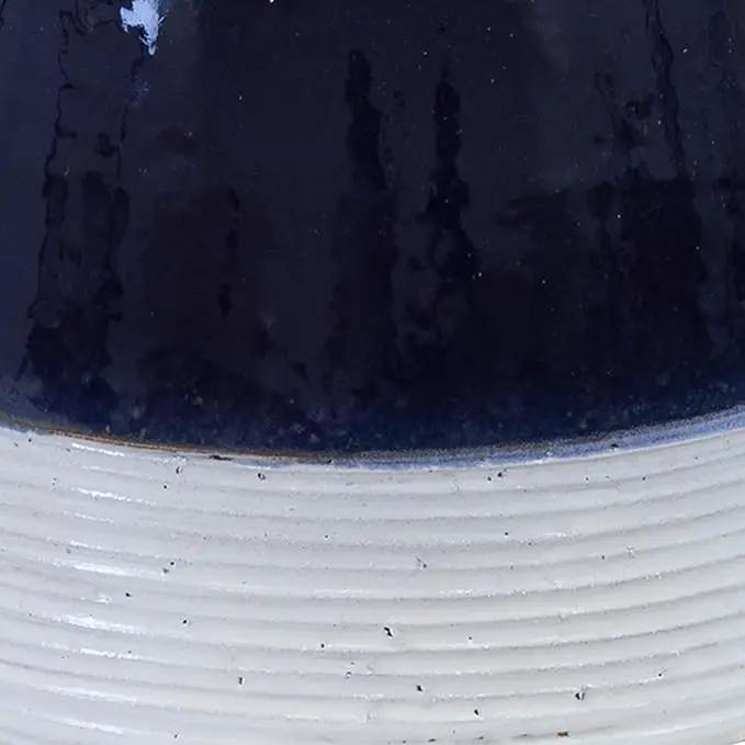 Sunnydaze 21" H Ceramic Bird Bath for Outside - Hand-Painted Outdoor Bird Bath Bowl, UV/Frost-Resistant Finish - Midnight Blue - Ribbed Pedestal by GreenHaven Gardens