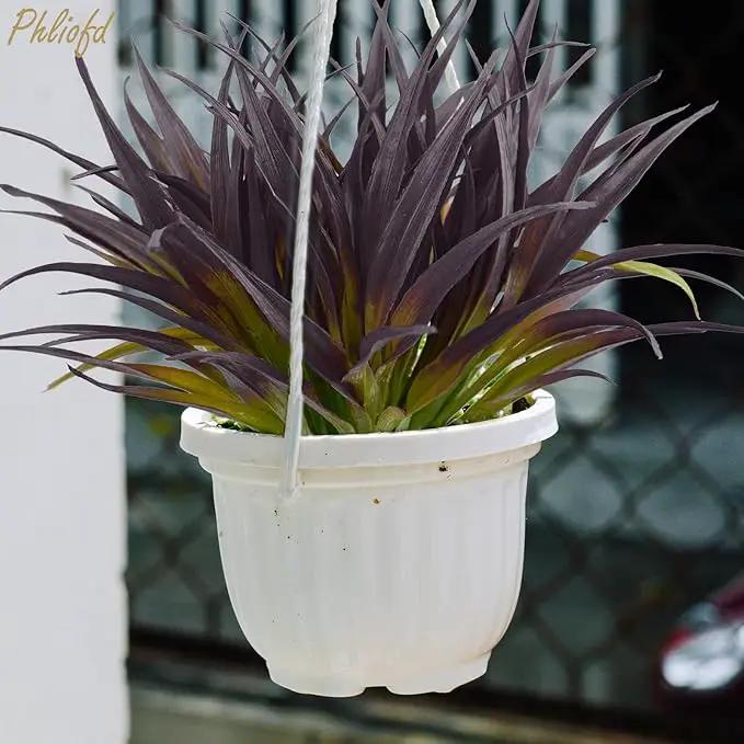 6Pcs Artificial Grass Fake Grass Plants 17.3in Outdoor Plants UV Resistant Faux Greenery Stems for Home Window Garden Office Patio Pathway Front Porch Halloween Décor Light Green & Purple by GreenHaven Gardens
