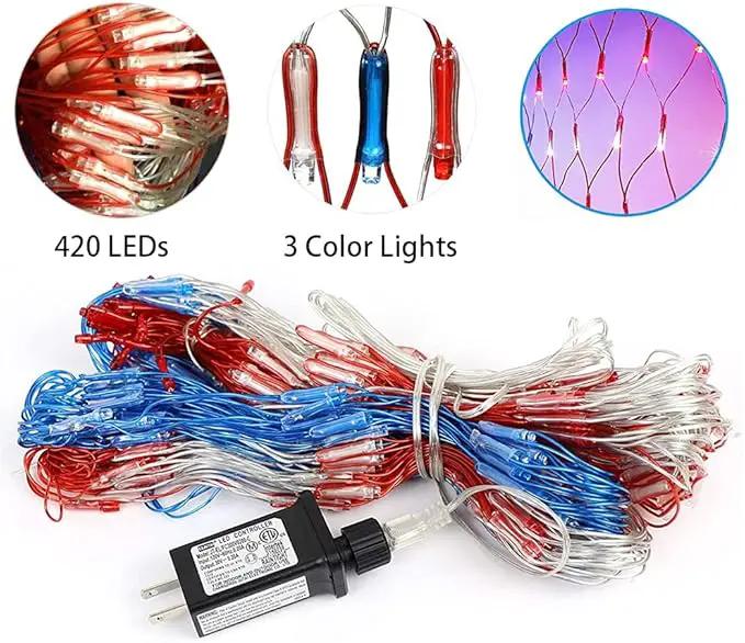 American Flag Light, 420 Super Bright LEDs Net Light Waterproof US for Independence Day July 4th, Yard, Garden Patio Yard Holiday Decoration by GreenHaven Gardens