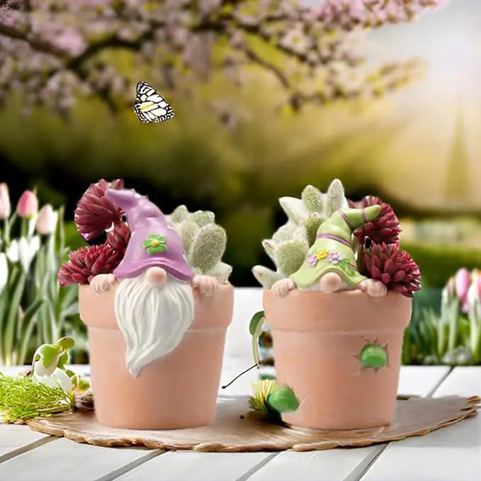 Newman House Studio Spring-Gnomes Flower-Pots Easter Decorations Cactus-Succulents - Easter Decorative Purple Planter Pots Unique Garden Pots with Drainage Hole for Indoor Outdoor 3 x 3.5 x 5 inch by GreenHaven Gardens
