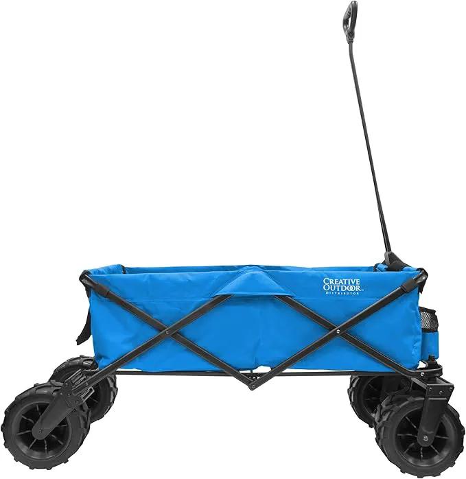 Creative Outdoor Push Pull Stroller Wagon for Kids, 250lbs Weight Capacity, XXXL Monster Series, Collapsible Giant All-Terrain Folding Cart, Beach, Park, Camping, Garden & Tailgate (Blue) by GreenHaven Gardens