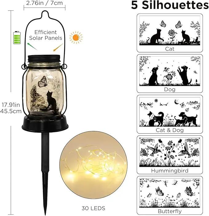kyoryuger Solar Lanterns 5 Silhouette, Gifts for Women Mom Grandma, Unique Birthday Gifts Valentine's Day Gift, Cat Dog Hummingbird Butterfly Lanterns Gardening Gift by GreenHaven Gardens