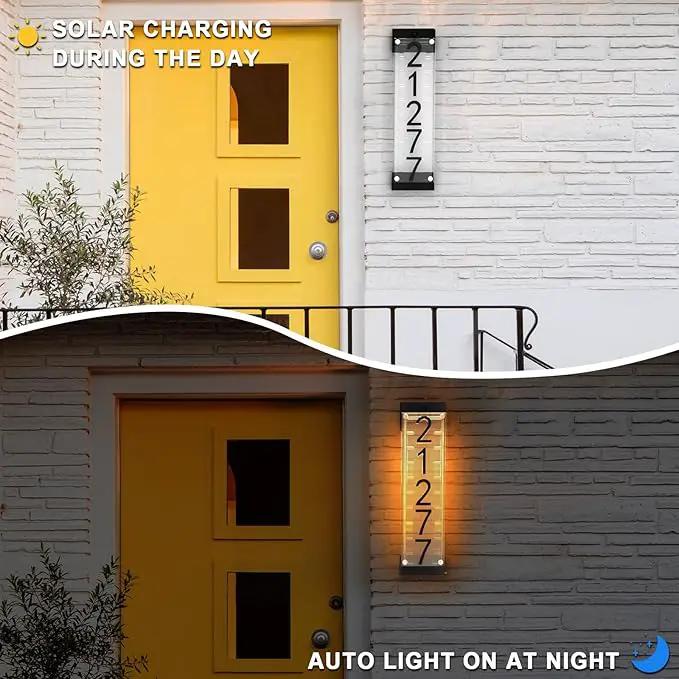 Solar House Number [Upgrade 3D Acrylic Number] Solar Address Sign Increase Brightness, Number Is Bold, Anchor Is Made Of Iron,Solar House Number Sign with Two Lighting Modes and Two Installation (White)(Manual without remote control) (Discoloration) by GreenHaven Gardens