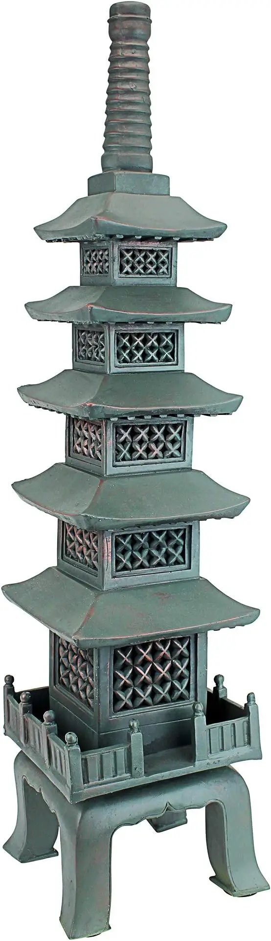 Design Toscano Nara Temple Pagoda Asian Decor Garden Statue, Large 28 Inch Tall, Cast Stone Resin, Verdigris Green Bronze Finish by GreenHaven Gardens