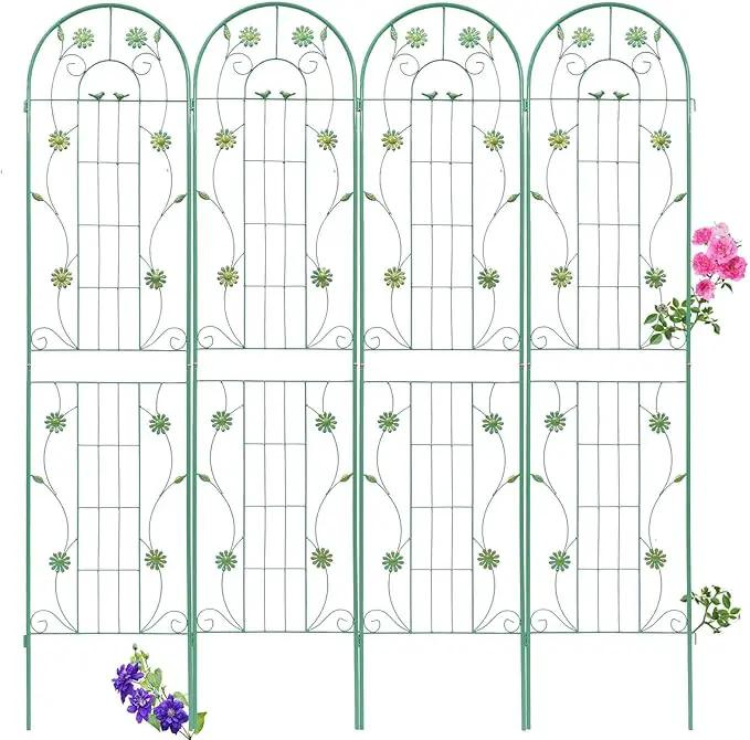 4 Pack Metal Garden Trellis 86.7" H Garden Fence Rustproof Trellis for Climbing Plants Support Roses Flower Outdoor Lawn Green-Blue Tall Trellis by GreenHaven Gardens
