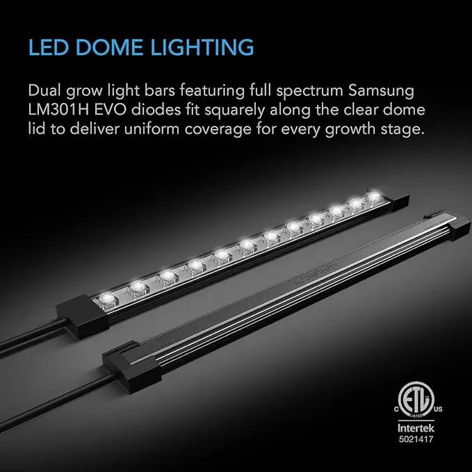 AC Infinity Heavy Duty 3mm Thick Humidity Dome Germination Kit with Waterproof Seedling Mat, Dimmable LED Grow Light Bars, Vented Height Extensions for Indoor Gardening, Seed Starting, Plant Cloning by GreenHaven Gardens