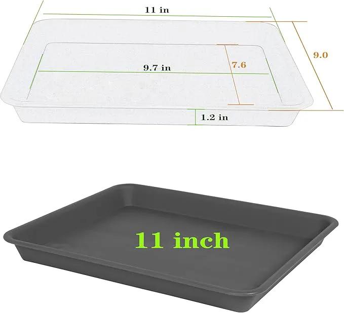 Plant Saucer Growing Tray, Seed Starter Tray Rectangular, Heavy Sturdy Plastic Plant Saucers Drainage Trays, Plant Drip Trays for Pots, Seed Starter Growing Tray (11 x 9 inch, 1 Pack) by GreenHaven Gardens