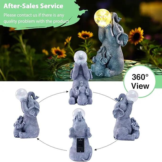 Goodeco Solar Elephant Statue - Outdoor Decor with LED Lights - Grey Resin - Ideal Gift for Elephant Lovers & Garden Enthusiasts by GreenHaven Gardens