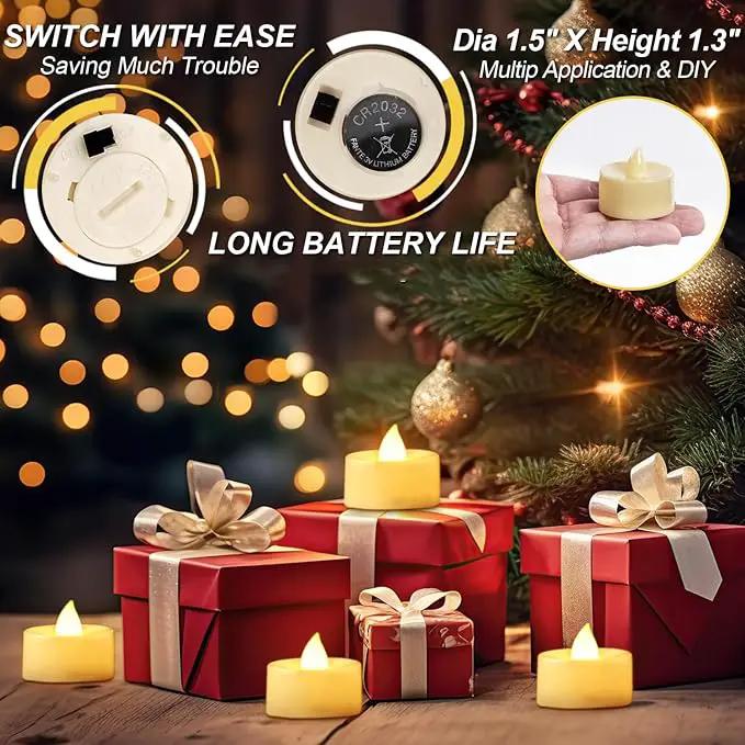 BEICHI Flameless Candles, 24Pack Battery Operated Candles, LED Tea Lights Candles Battery Operated, Flickering Fake Candles for Wedding Party Home Decor- Warm White, Ivory Base by GreenHaven Gardens