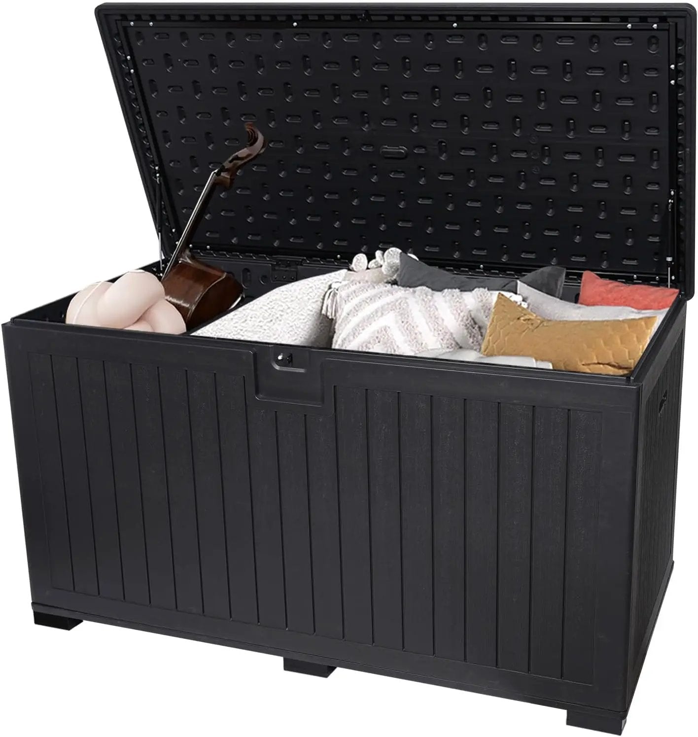 KUIKUI 320 Gallon Deck Box Waterproof, Extra Large Outdoor Storage Box Lockable with Divider and Lifter Prevent Water Seeping into from Floor for Patio Cushions by GreenHaven Gardens