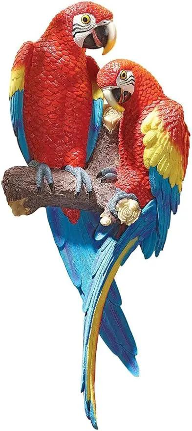 Design Toscano Tropical Scarlet Macaws Wall Sculpture, 22 Inch, Full Color by GreenHaven Gardens