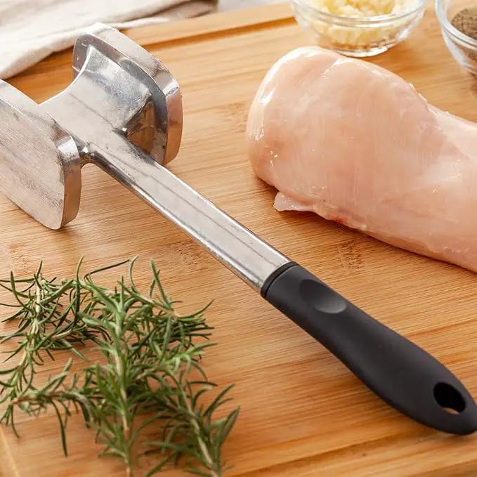 Restaurantware Met Lux Meat Tenderizer 1 Double-Sided Meat Mallet - Textured Surface Smooth Surface Aluminum Meat Pounder Ergonomic Handle For Tenderizing Steak Or Poultry by GreenHaven Gardens