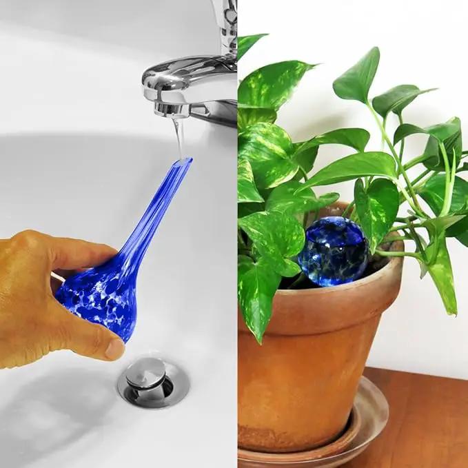 Evelots Plant Watering Globes (6 Pack) - Hand Blown Glass - Automatic Water Irrigation System - Indoor/Outdoor - Leave Your Home Worry Free by GreenHaven Gardens