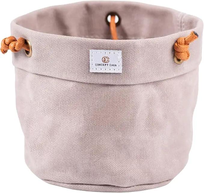 Large Waxed Canvas Handmade Hanging Planter for Indoor/Outdoor Plants, Hanging Basket Plant Holder Stone Gray by GreenHaven Gardens