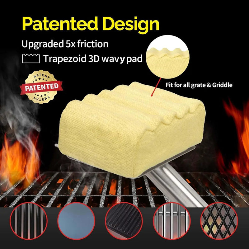 Upgraded Grill Brush Bristle Free,Water-Activated steam Effectively Cleans The Grill.Unique Wavy pad for Cast Iron/Stainless-Steel Grates, (Only Replaceable Cleaning Head No Grill Brush) by GreenHaven Gardens
