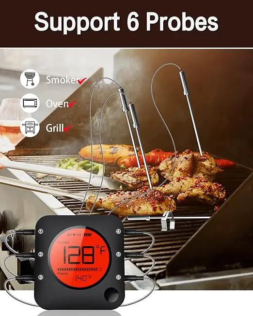 BFOUR Meat Thermometer Wireless Bluetooth, LCD Digital Meat Thermometer with Dual Probe, Wireless Remote BBQ Thermometer for Smoker Kitchen Cooking Grill Thermometer for Grilling BBQ Oven by GreenHaven Gardens