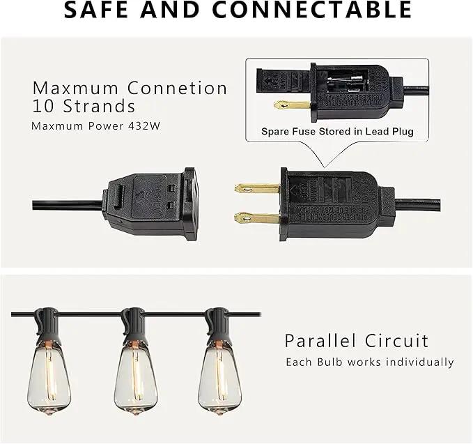 DAMAING Outdoor String Lights 150 FT Patio Lights String with 75 Dimmable ST38 Plastic LED Bulbs,Vintage Shatterproof Edison String Lights Waterproof for Bistro Balcony Backyard and Gazobos. by GreenHaven Gardens