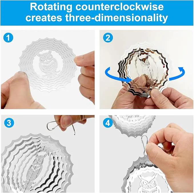 Bird Deterrents for Outside Owl Bird Scare Discs 3D Shiny Helix Wind Spinners, Reflective Bird Reflector & Stainless Steel Outdoor Garden Décor Sculpture Ornaments, Scare Birds Away from Yard Patio by GreenHaven Gardens