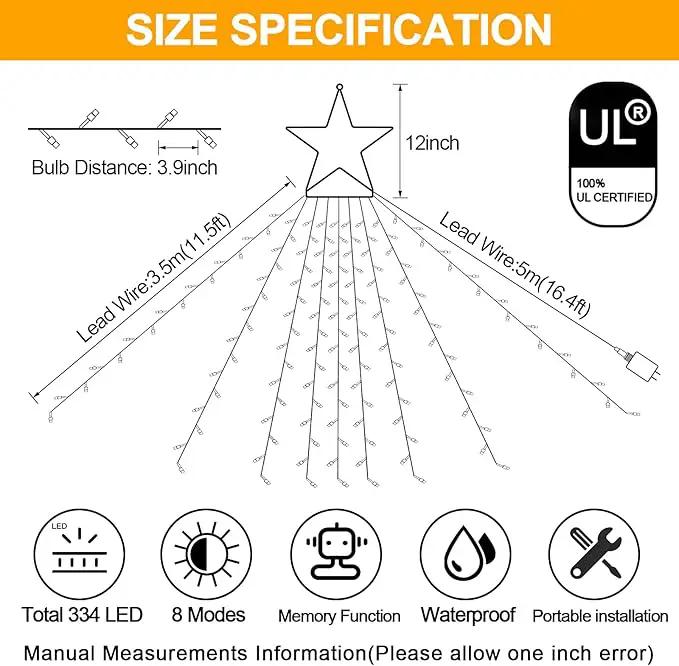 JXLEDAYY Christmas Lights Outdoor Decorations 344 LED Star Lights - Easy to Install Waterproof Fairy String, 8 Modes Xmas Tree for House Garden Party Wedding Holiday-Warm White by GreenHaven Gardens