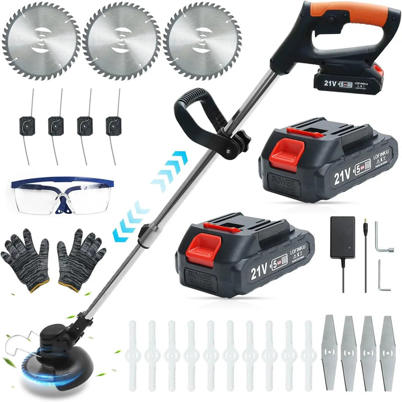 Cordless Weed Wacker,Lightweight Telescoping Shaft,Electric Weed Eater,2 Batteries,Enhanced Safety Features,Grass Trimmer Cordless for Lawn, Garden, Yard GCJ-Black by GreenHaven Gardens