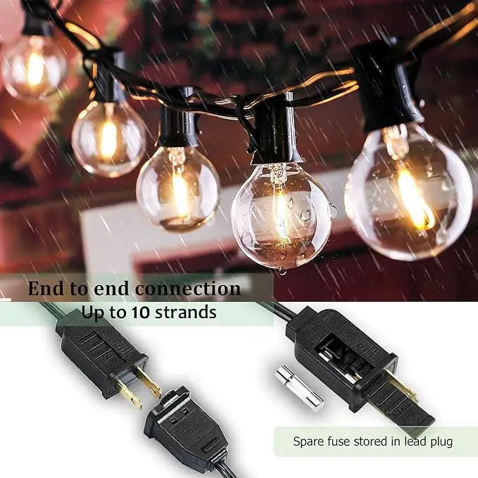 Outdoor String Lights 300FT Waterproof Globe String Lights with 150+4 Shatterproof G40 LED Bulbs,Dimmable Connectable Patio Lights String for Hanging Bistro Backyard Gazebo,2-Pack x 150 FT by GreenHaven Gardens