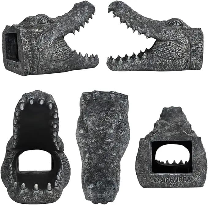 Alligator Downspout- Gutter Downspout Decorative-Funny Garden Decoration - Outdoor Splash Block Waterproof Resin Ornament for Lawn- 2""×3"" Downspout Extender Diverter, Gray by GreenHaven Gardens