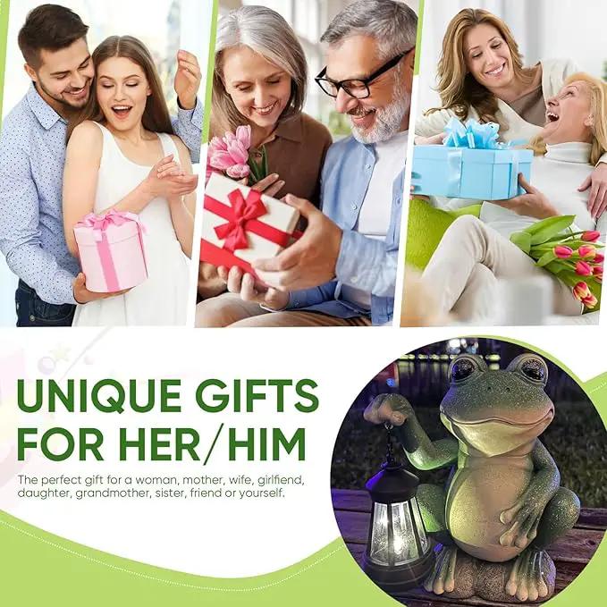 YODY Solar Garden Statues Outdoor Decor- Yard Decorations for Patio, Balcony, Backyard, Lawn Ornaments - Frog Figurines with LED Light- Unique Birthday House Warming Gifts for Women, Mom, Dad by GreenHaven Gardens