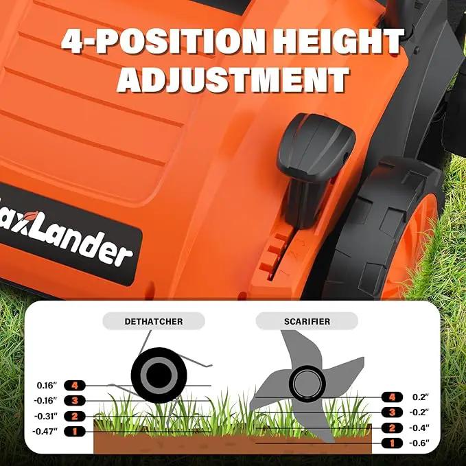 MAXLANDER Electric Dethatcher and Scarifier, 13” 12Amp 2-in-1 Lawn Dethatcher with 4-Position Depth Adjustment, 30L Removable Collection Bag, Airboost Technology Increases Lawn Health by GreenHaven Gardens