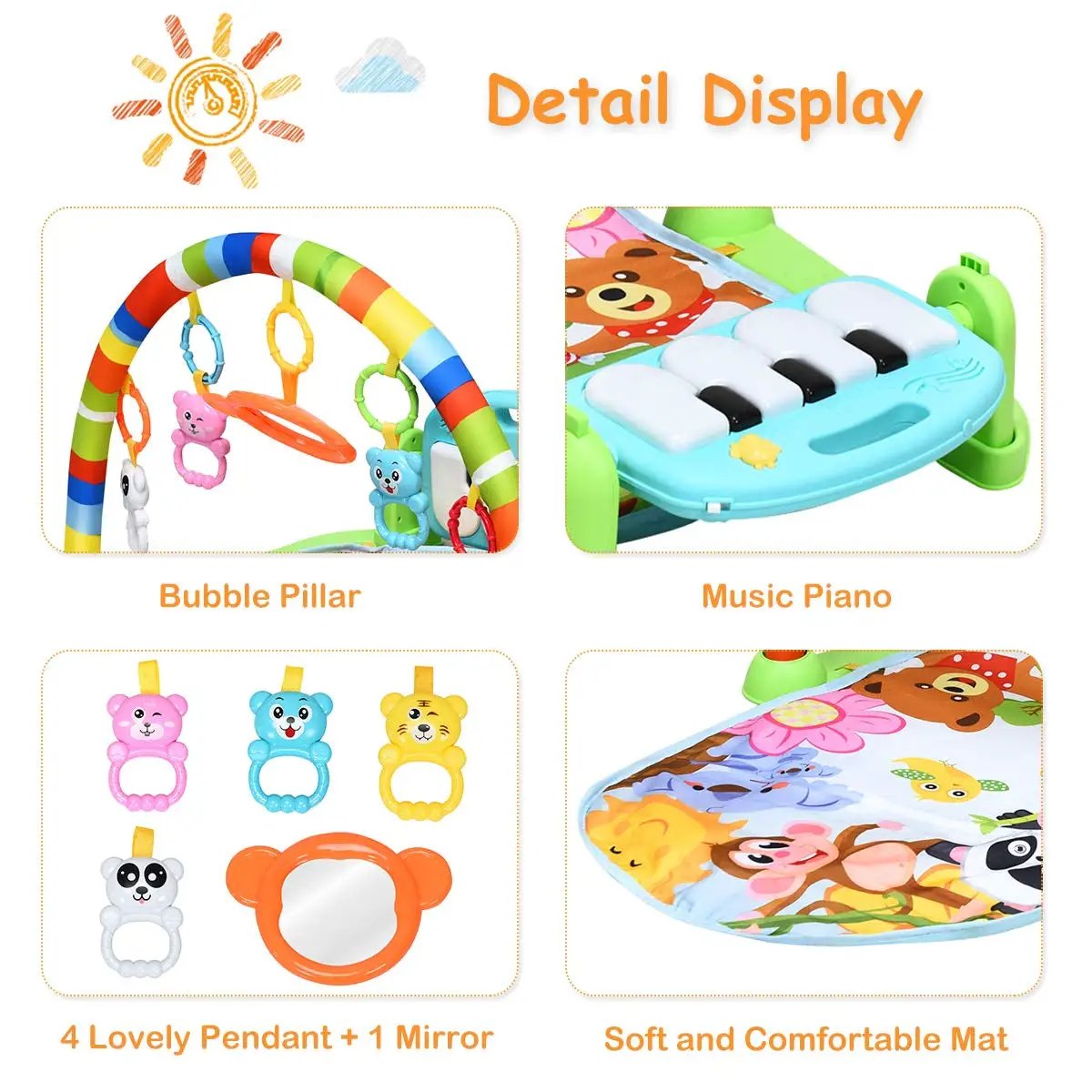 Baby Kick and Play Piano Gym Activity Play Mat by DirectDeals