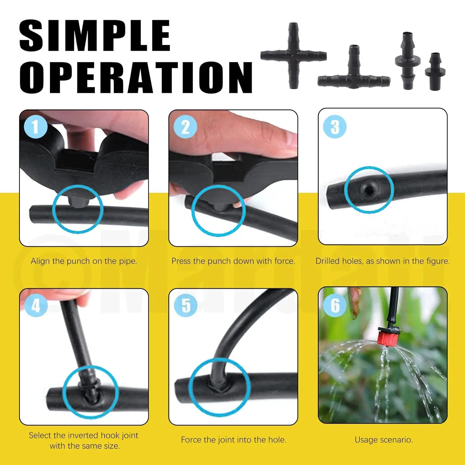 152Pcs Drip Irrigation Barbed Connectors Fittings Kit for 1/4" Tubing Includes 90/180/360 Angle Atomizing Sprinkler Sprayer and Barbed Connector for Agriculture Hydroponic Garden Lawn by GreenHaven Gardens