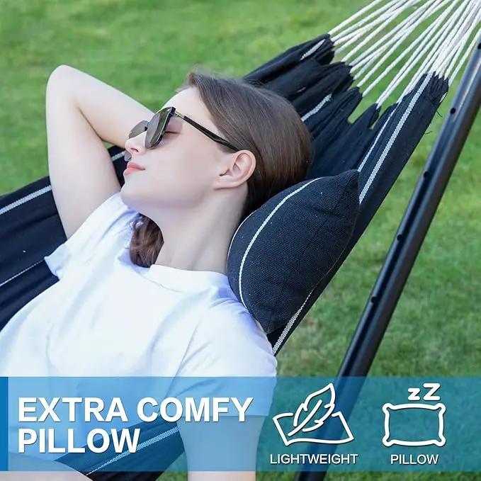 PNAEUT Double Hammocks with Stand for Outside, Portable Space Saving Heavy-Duty Steel Stand for Indoor Outdoor Patio with Carrying Bag, 450 lbs Capacity (Chasm) by GreenHaven Gardens