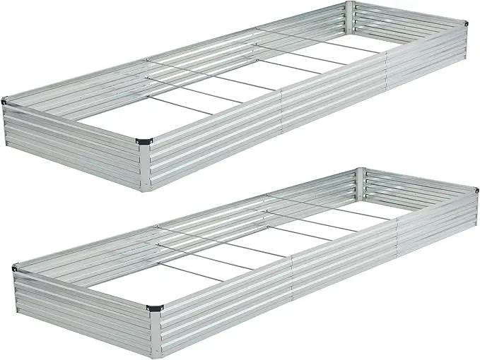 12x4x1ft(2 Pack) Galvanized Raised Garden Bed,Outdoor Planter Box Metal Patio Kit Planting Bed for Vegetables Flowers Herb,Silver by GreenHaven Gardens